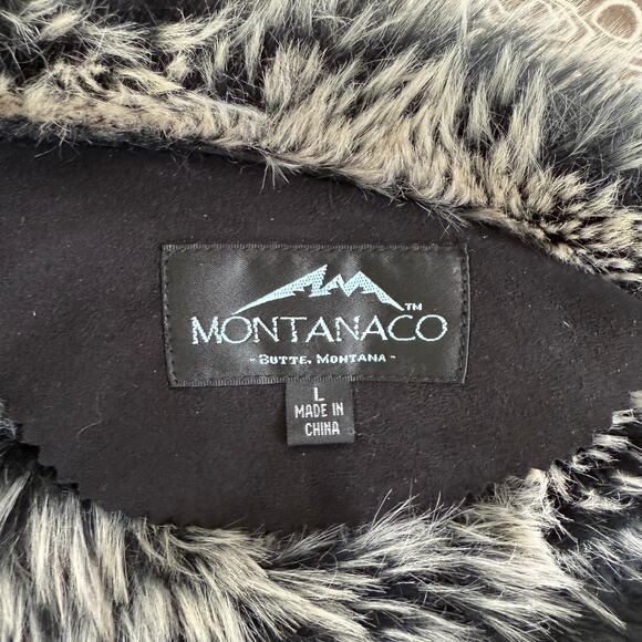 Montanaco Black Faux Suede Fur Jacket Womens L Gem Studs Trim Boho Western Style - Picture 6 of 8